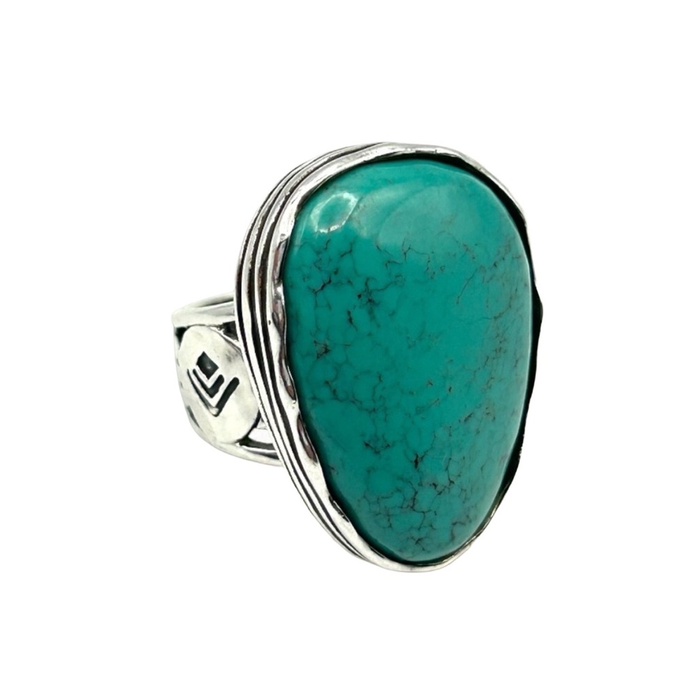 Silpada Vintage Turquoise Ring Exquisite Substantial Sterling Silver Detail Sz 8 - Picture 3 of 8